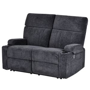Advwin 2 Seater Recliner Chair Velvet Loveseat Lounge Chair Black