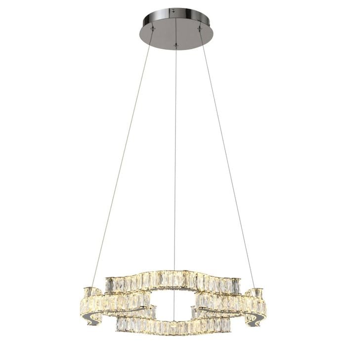 Telbix Jura Modern Pendant Hanging Lamp Light Crystal Stainless Steel Chrome Gloss