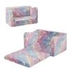 Oikiture 2-in-1 Kids Fold Out Sofa Bed Unicorn Flannel Toddler Couch Pink