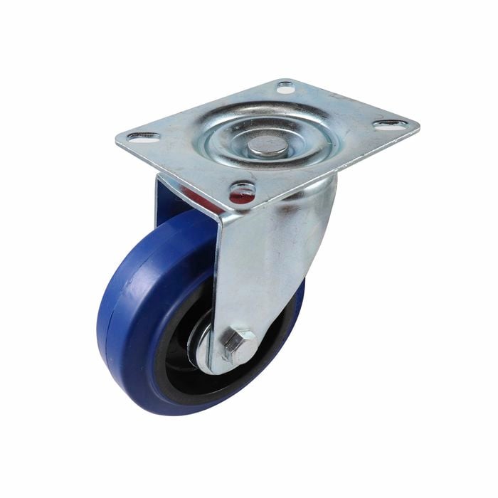 Easyroll 100mm 150kg Blue Rubber Heavy Duty Swivel Castor