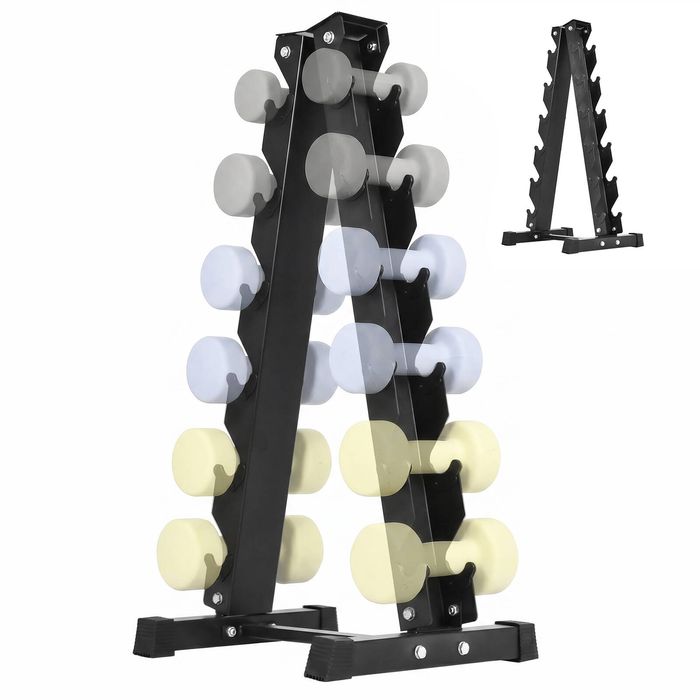 Advwin Dumbbell Rack Stand, 6 Tier Heavy Duty Compact A-Frame Home Gym Space Saver(Excluding dumbbell weights)