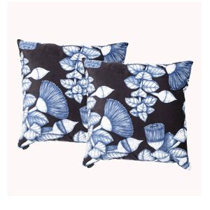 2pc Renee Taylor 50cm Pillow Square Velvet Printed Sofa Fill Cushions Bush Land