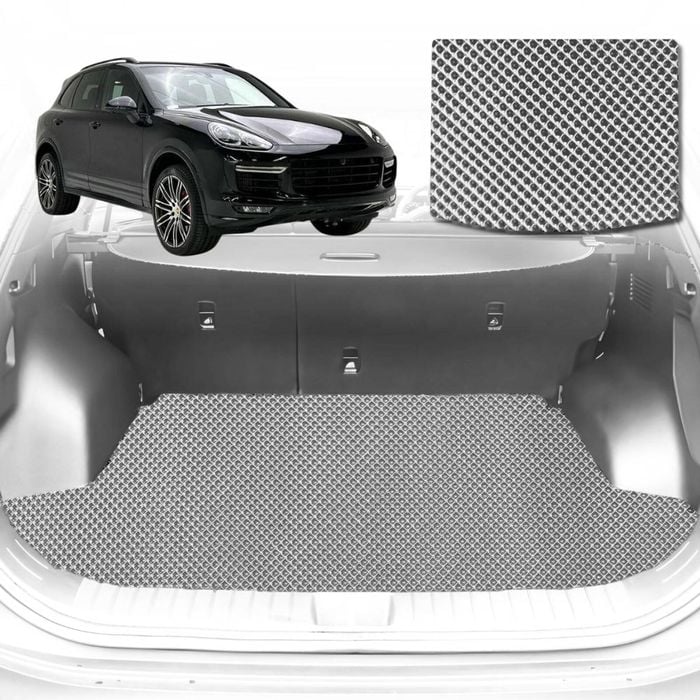 6D Diamond Car Boot Mat for Porsche Cayenne 92A2011-2017-without net bag-Cargo Mat-Grey-Outback GT
