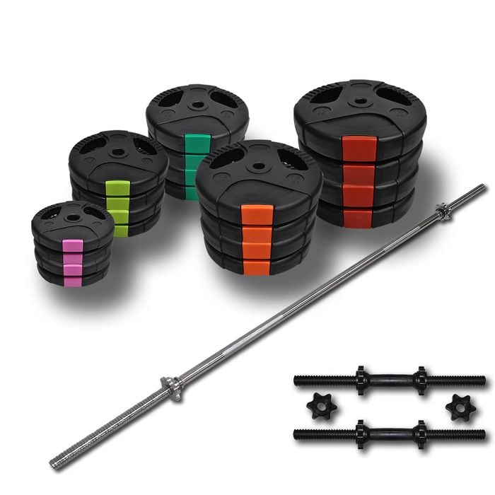 115kg - 45cm Dumbell & 180cm Barbell Weight Set-Total 105kg Ez Grip Weight Plate