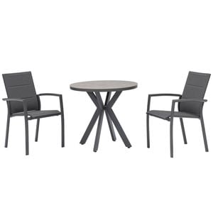 FurnitureOkay Marina-Capri 3-Piece Sintered Stone Outdoor Dining Setting - Charcoal
