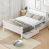 Oikiture Solid Pine Wood Bed Frame With 2 Trundle Drawers Double