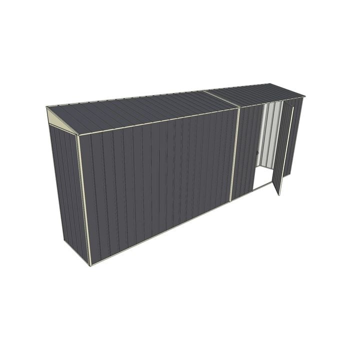 Build-a-Shed 0.8 x 5.2 x 2m Skillion Shed with Single Hinged Side Door - Grey