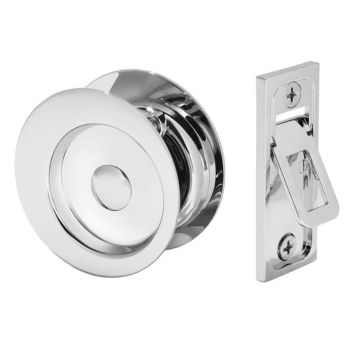 Gainsborough Bright Chrome Circular Passage Sliding Cavity Door Set