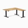 Desky L-shape Sit To Stand Acacia Hardwood Desk 1500x1550mm Matte Black Height Adjustable Leg