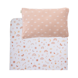 Living Textiles Organic Port-a-Cot Fitted Sheet & Pillowcase Set Bohemian Bliss