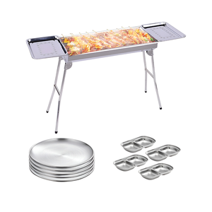 SOGA Kitchenware Bundle – Stainless Steel Skewers Grill, Silver Grilling Plate & Sauce Pan