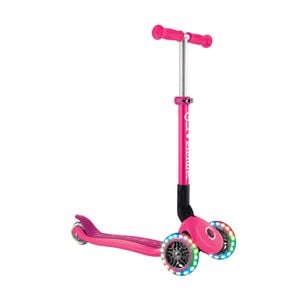 Globber JUNIOR Foldable Lights Scooter- Fuchsia Pink - Pink | 3 | 2y+
