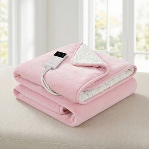 Giselle Electric Throw Rug Blanket Fleece Flannel Pink