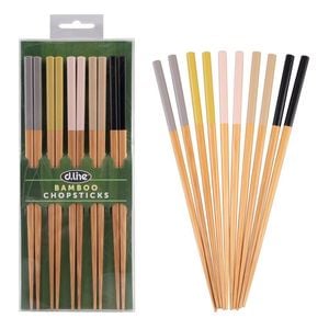 D.Line Bamboo Chopsticks Set 5 ? Asst. Colours - 5 Pairs