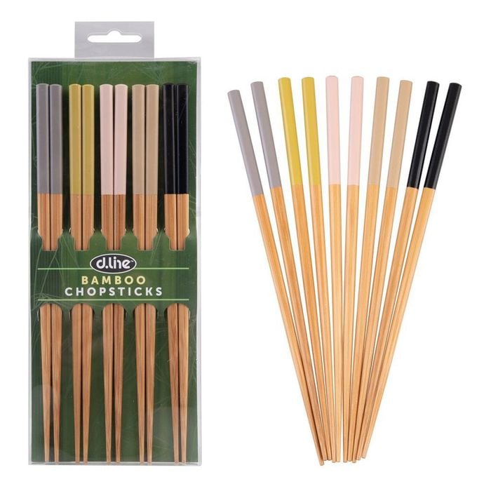 D.Line Bamboo Chopsticks Set 5 ? Asst. Colours - 5 Pairs