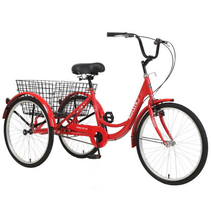3-Wheel Adult Tricycle Red 7-Speed 26'' Trike