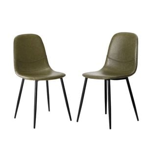 Oikiture 2PC Dining Chair PU leather Green