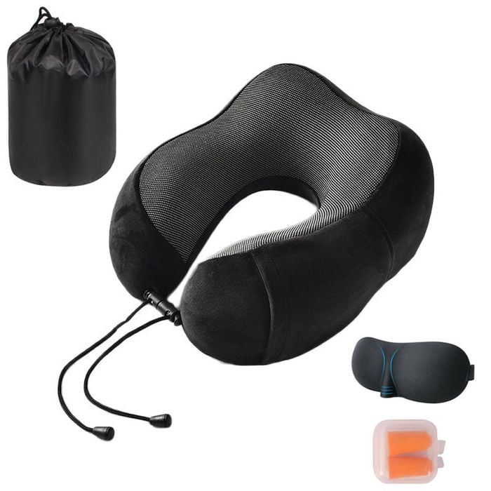 Catzon Travel Neck Pillow Premium Memory Foam-Black