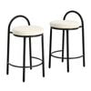 Oikiture 2x Bar Stools Dining Chairs Round Counter Seat Boucle