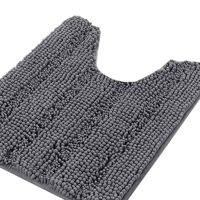 Smarcute 1 Piece U-shape 50cm x 50cm Non-slip Thick Soft Chenille Bath Mat Rug Grey