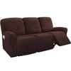 Smarcute 3 Seater Velvet Recliner Chair Sofa Couch Cover 8 Piece for 3 Cushion Seat Brown