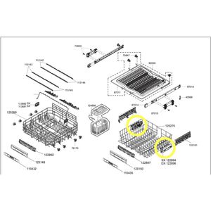 Dishwasher Upper Top Basket Adjustment Assembly 698292273+2274, suits Smeg