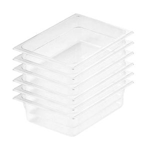 SOGA 1/2 GN Polycarbonate Food Pan 150mm Clear 6 Pack