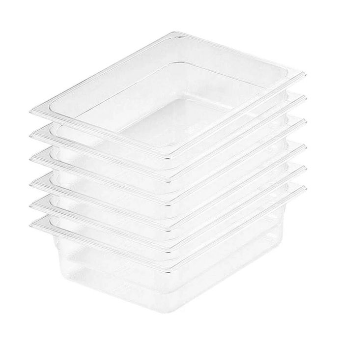 SOGA 1/2 GN Polycarbonate Food Pan 150mm Clear 6 Pack