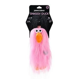 Paws & Claws 22cm Super Shaggy Duck Dog/Pet Toy Pink