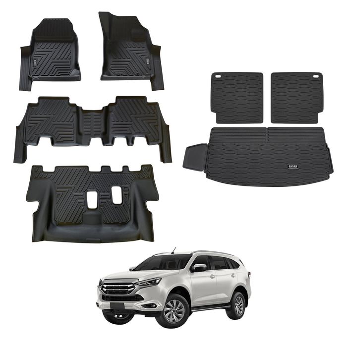 AUSGO Floor Mats & Boot Liner Set for ISUZU MUX MU-X 2021-Onwards Car Floor Liners Cargo Mat