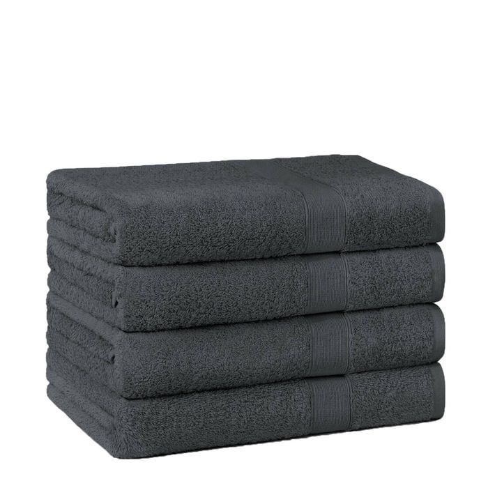 LINENOVA 4 Pack Bath Towel Set 100% Cotton Extra Soft Towels 68 x 132cm - Charcoal