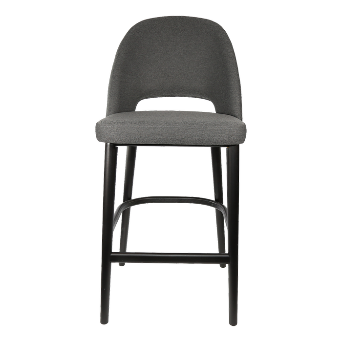 Durafurn 750mm High Anthracite Fabric Semifreddo Bar Stool with Black Beech Wood Legs