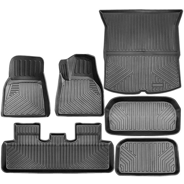 Provecta Tesla Model Y 2021 To 2025 Tpe Floor Mats And Boot Liner Full Set Black