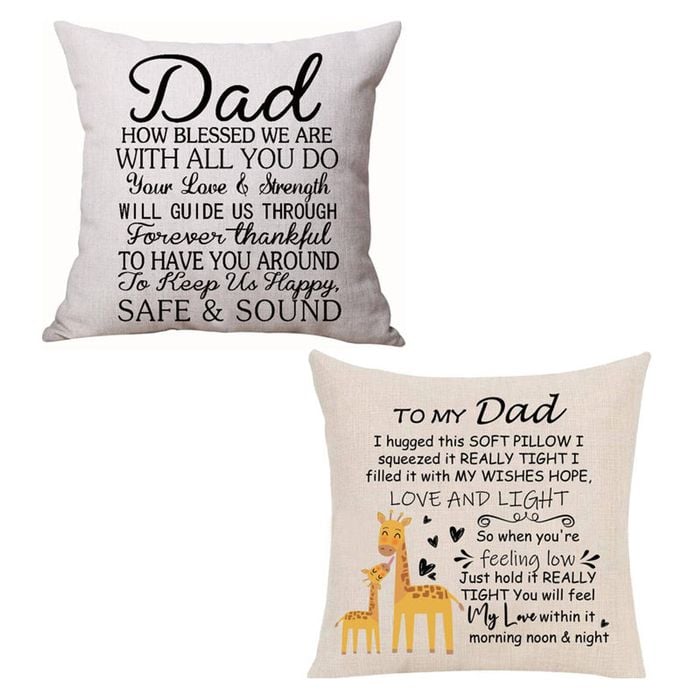 Catzon 2 Pcs Linen Throw Pillow Covers for Dear Dad Birthday Gifts for Father-Set 3