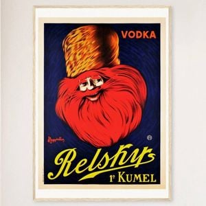 Galrie Authentic Vodka Relshirs Kumel Vintage Advertising Poster for Home Decor, Wood Frame, A3 30 x 42cm (12 x 16inch)