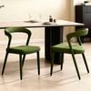 Homfurn Set Of 2 Modern Upholstered Velvet Dining Chair, Mid-century Accent Chair With Velvet Fabric & Curved Backrest, Green