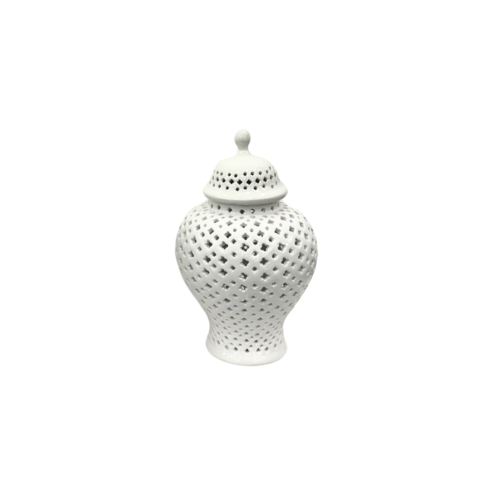 Elegant Collections Small White Classic Hampton Ceramic Urn