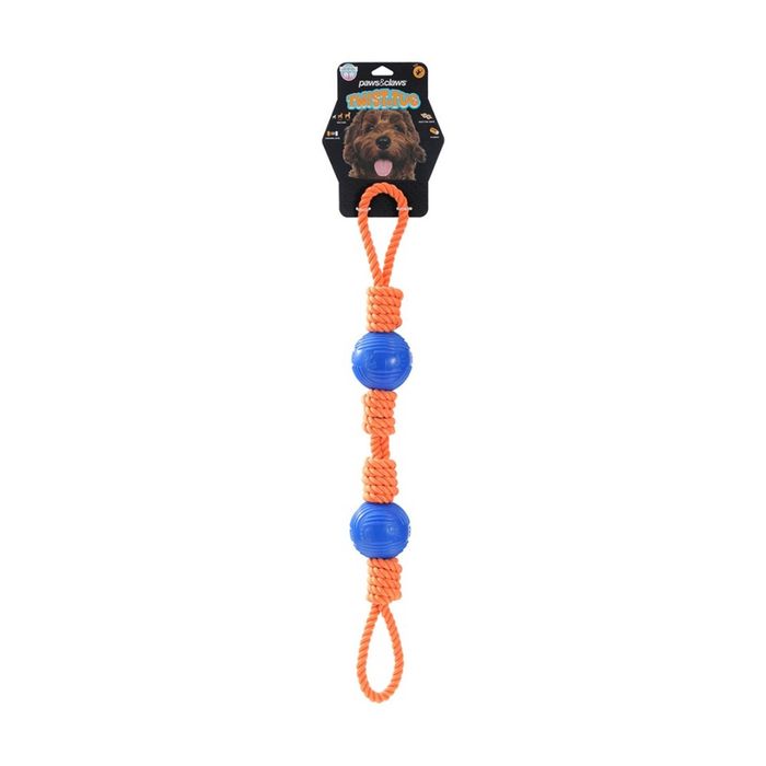 Paws And Claws Twist Tug Double Loop Rope Pet Dog Toy Durable 69x7cm