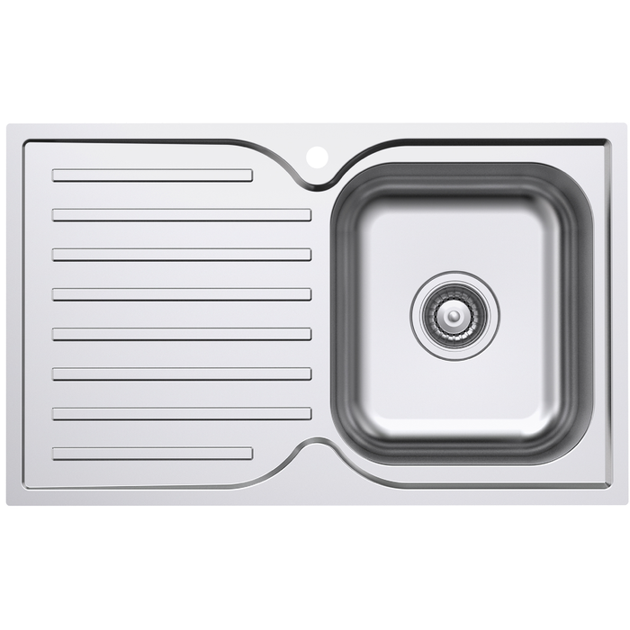 Everhard 780mm Stainless Steel Classic Square 1TH RH Single Bowl And Drainer