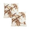 SOGA 2X 45cm Cream Brown Bamboo Leaf Botanical Embroidered Throw Pillow