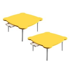 SOGA 2X Yellow Minimalist Cat Ear Portable Floor Table