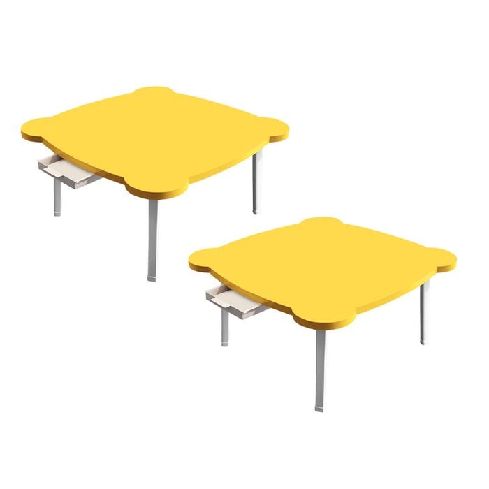 SOGA 2X Yellow Minimalist Cat Ear Portable Floor Table