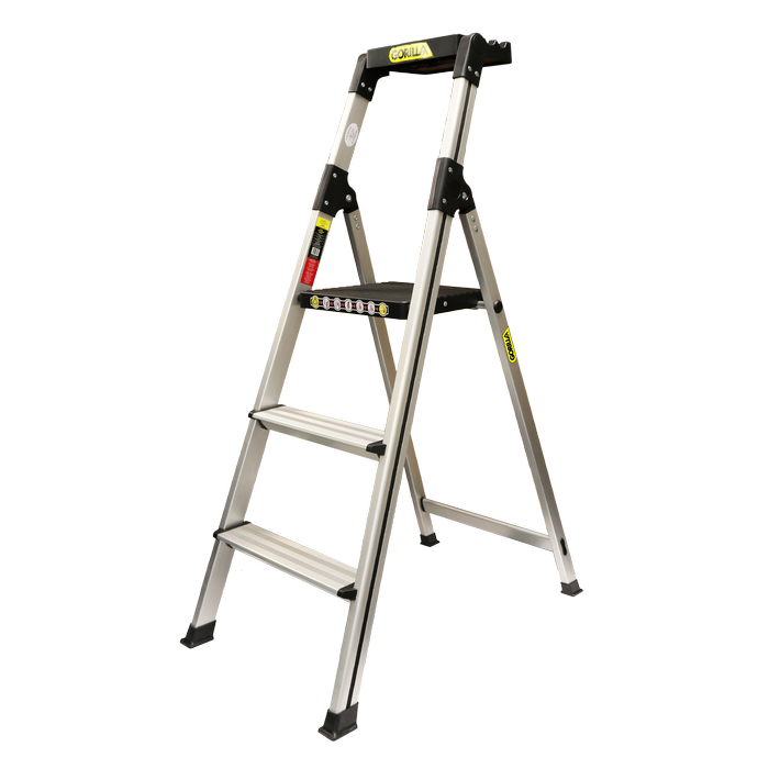 Gorilla 120kg 3 Step Household Aluminium Ladder