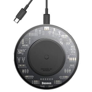 Baseus 15W Fast Charging Magnetic Wireless Phone Charge Pad - Black