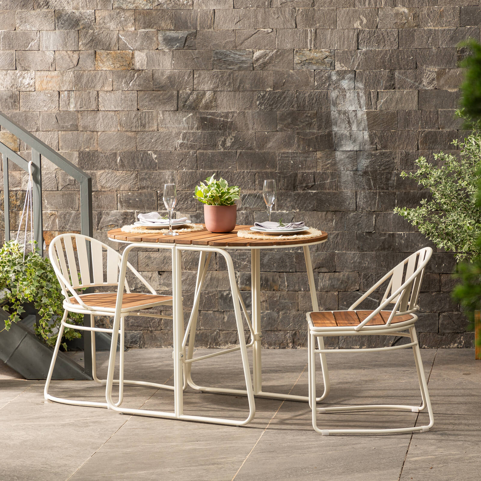 Marquee 990 x 650 x 750mm Egret Timber 03 Pieces Bistro Setting Bunnings Australia