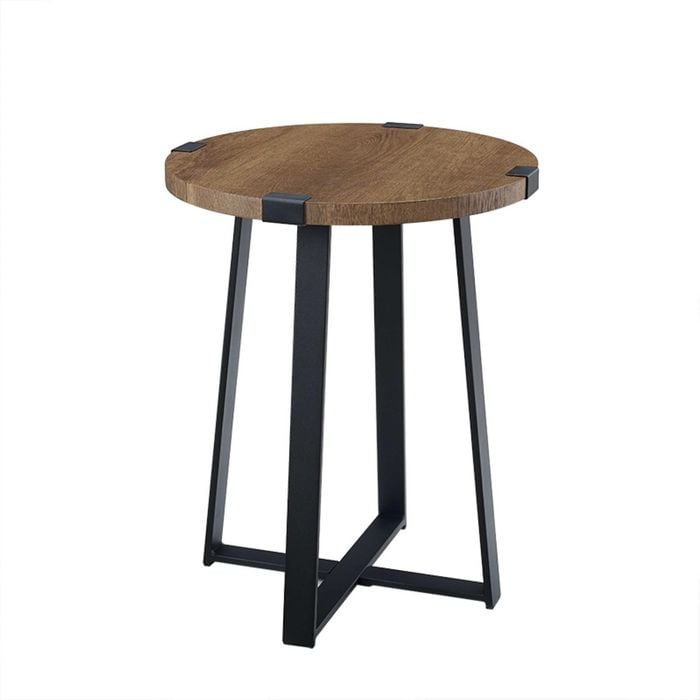 Criterion 450mm Dark Oak Side Table with Black Frame