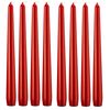 48x Tapered Dinner Candles Unscented Taper Wedding Candle 25cm in Metallic Red - Candles