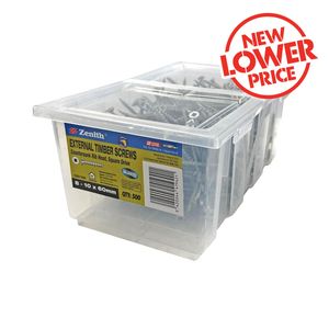 Zenith 8 - 10 x 60mm Galvanised Square Drive Countersunk Ribbed Head Timber Screws - 500 Pack