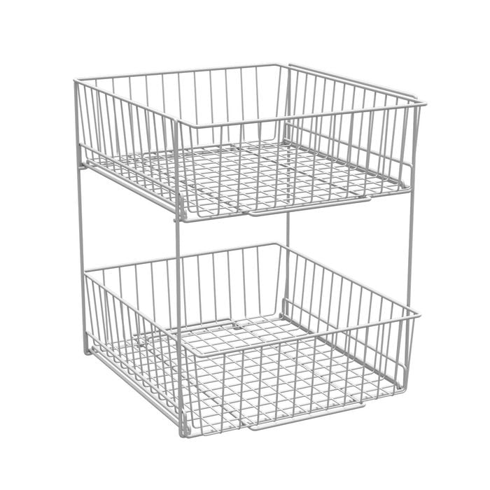 Flexi Storage Home Solutions White 2 Tier Wide Pull Out Basket