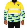 NRL Raiders 'Camo' Hi-Vis L/S Cotton Drill Shirt - 5XL